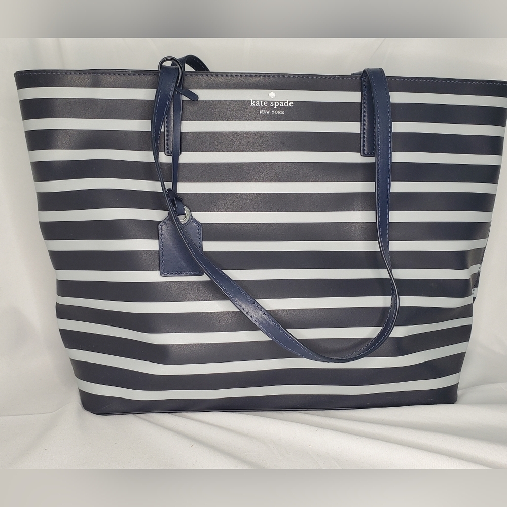 Kate Spade Striped Navy and Gray Tote